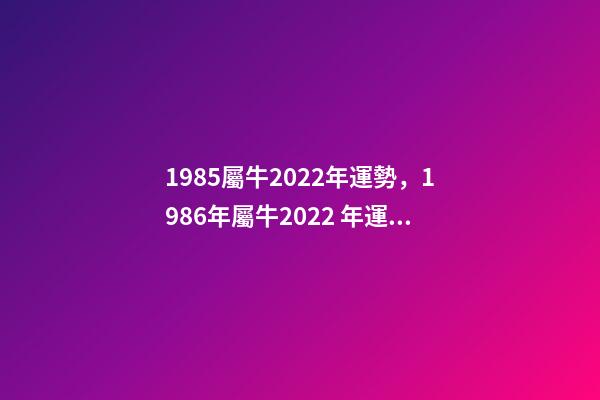 1985屬牛2022年運勢，1986年屬牛2022 年運勢 1985年牛2022年運勢如何 財運職場大幅度改善